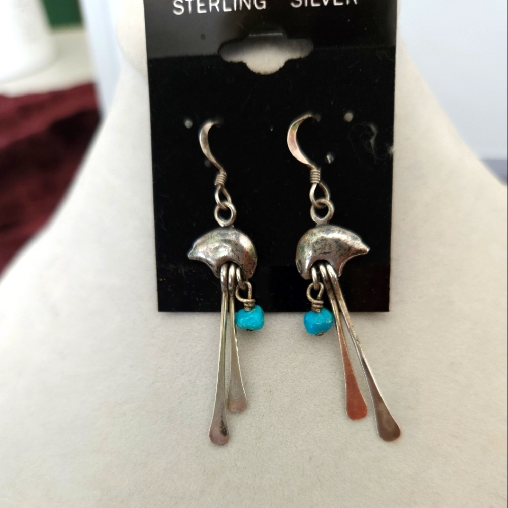 Sterling Silver Turquoise Bear Native American We… - image 1